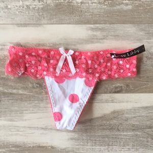 NWT LOVE LIBBY PINK POLKA DOT THONG